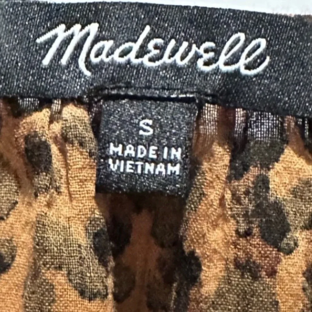 Madewell‎ Leopard Print Puff Sleeve Top Womens Size S Brown Excellent Condition